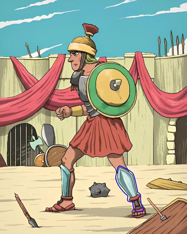 Solution to the visual challenge of the Roman soldier: here you can see his sword.  (Photo: Cool.Guru)