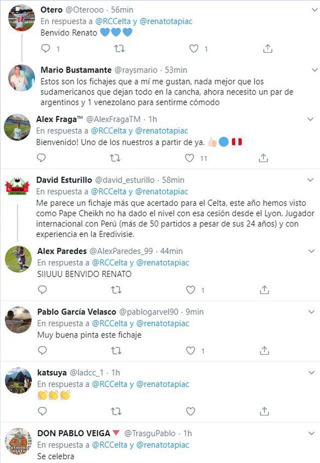 Los hinchas del Celta de Vigo en redes sociales.