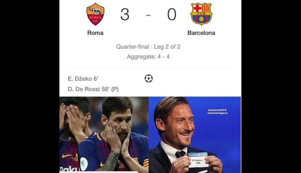 Los mejores memes del Barcelona-Roma por la vuelta de cuartos de final de Champions League. (Difusión)