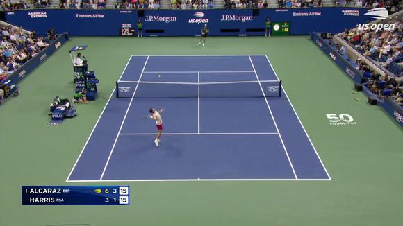 El gran punto de Alcaraz ante Harris, en la segunda ronda del US Open 2023. (Video: US Open)