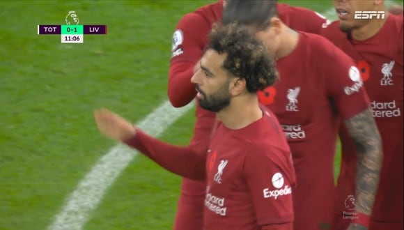 Mohamed Salah puso el 1-0 del Liverpool ante el Tottenham por la Premier League. (Foto: Captura de ESPN)