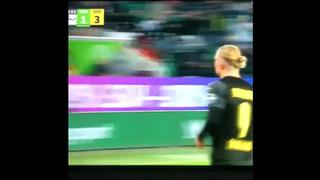 Haaland se quedó frío: el corte de manga de una señora hincha del Wolfsburgo tras gol de Erling