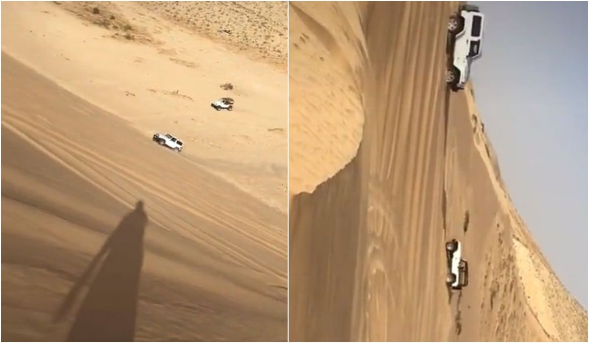 Es tendencia: jeeps ascienden por una cuesta empinada de arena y son virales. (Foto: Captura/TikTok)