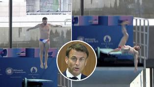 Viral: La aparatosa caída de un clavadista francés frente a Macron