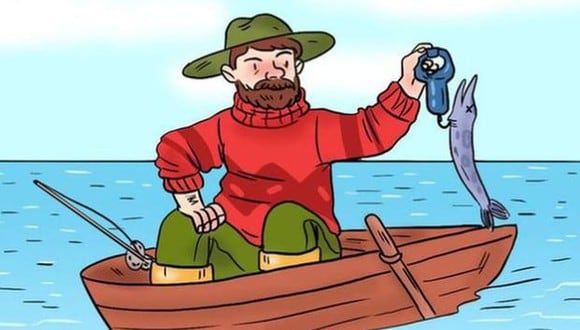¿Puedes encontrar el error en el reto visual del pescador? Tienes 5 segundos para hacerlo (Foto: Genial.Guru).