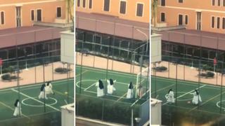 Video viral: Monjitas causan sensación en redes sociales al jugar fútbol