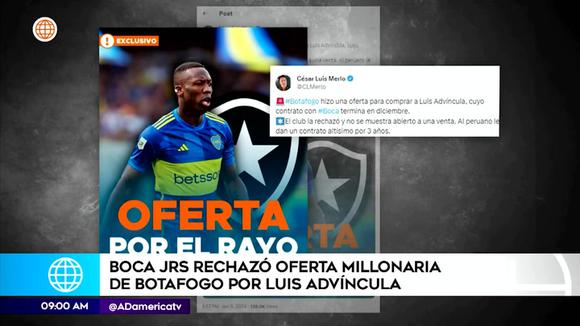 Boca Jrs rechazó oferta millonaria de Botafogo por Luis Advíncula