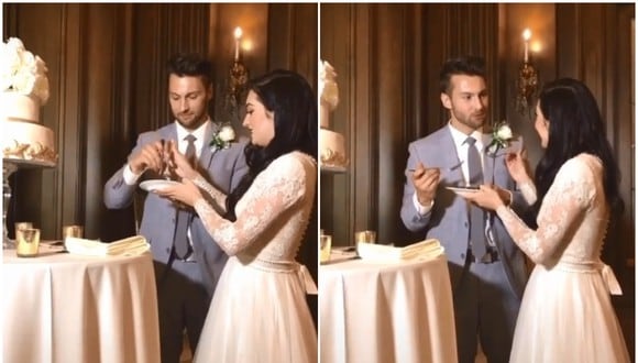 Allie Downs y Jake cumplieron su sueño de casarse, pero él tuvo un pequeño descuido durante la ceremonia que se terminó volviendo viral en las redes sociales. (Foto: Captura/@alliedowns_)