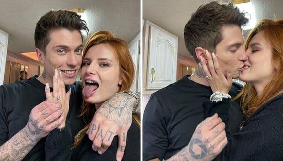 Bella Thorne se mostró muy feliz al comunicar su compromiso con su novio Benjamin Mascolo de 27 años. (Foto: Instagram /@b3nm)