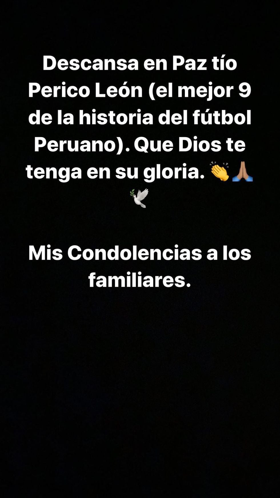 El mensaje que compartió Paolo Guerrero en Instagram.