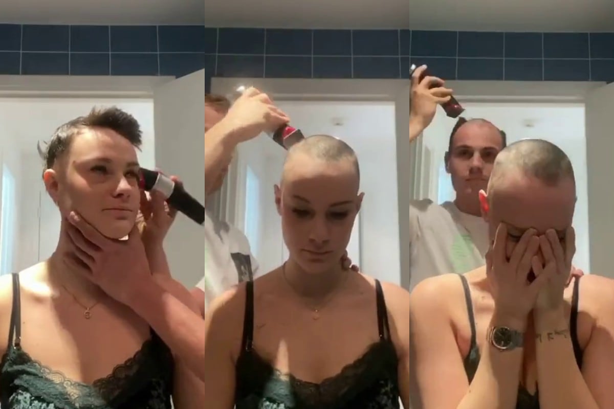 FOTO 1 DE 5 | Un video viral muestra el acto de amor de un hombre a su novia con alopecia al rasurarle la cabeza. | Crédito: @ev_bari / TikTok. (Desliza a la izquierda para ver más fotos)