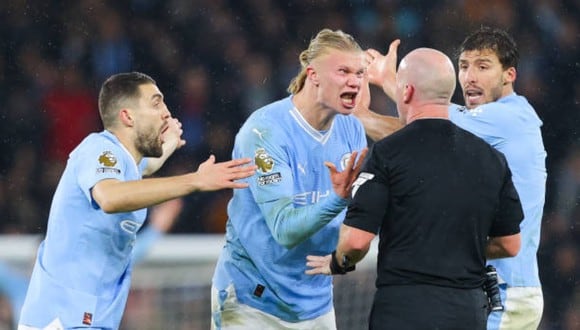El reclamo de Erling Haaland por la jugada polémica en Manchester City vs. Tottenham. (Foto: Getty Images)