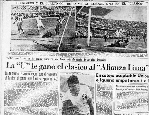 'Lolo' Fernández en la portada del diario 'El Comercio' tras marcarle un 'hat-trick' a Alianza Lima. (Foto: Recorte de 'El Comercio')