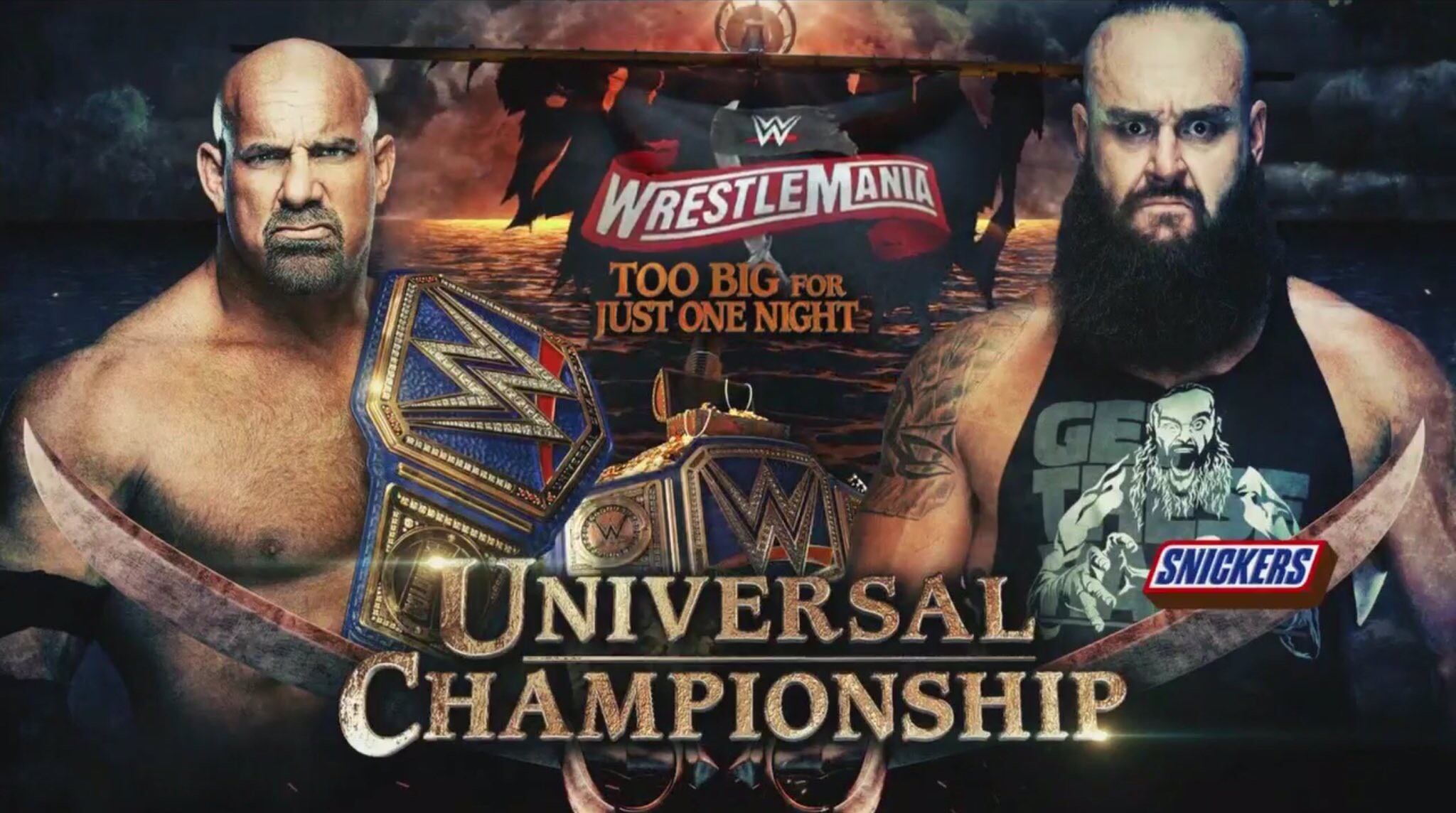 Póster oficial de la pelea entre Braun Strowman y Goldberg para WrestleMania 36. (Foto: WWE)