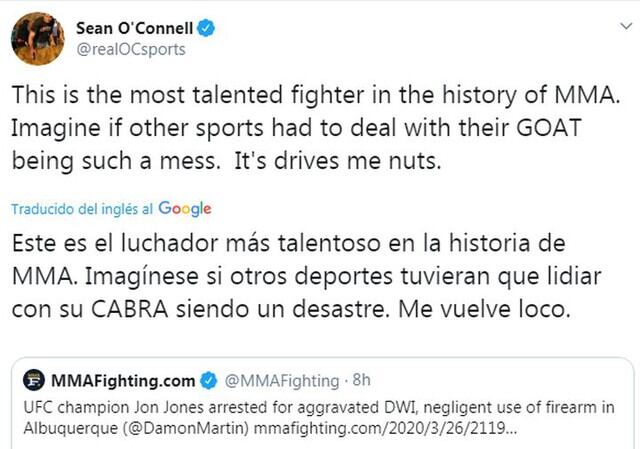 La reacción de los peleadores de UFC ante el nuevo arresto de Jon Jones. (Twitter)