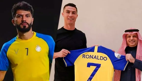 Cristiano Ronaldo posando con el dorsal número '7' tras firmar por el Al Nassr (Foto: composición Depor/Al Nassr).