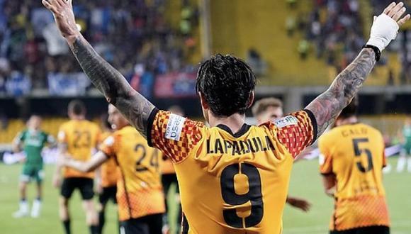 Gianluca Lapadula anotó el 1-0 de Benvento vs. Pisa por Play Offs de Serie B. (Foto: Benevento)