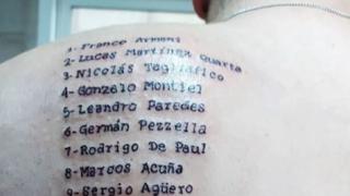 Una locura: cordobés se tatuó los nombres del plantel argentino que levantó la Copa América [FOTO]
