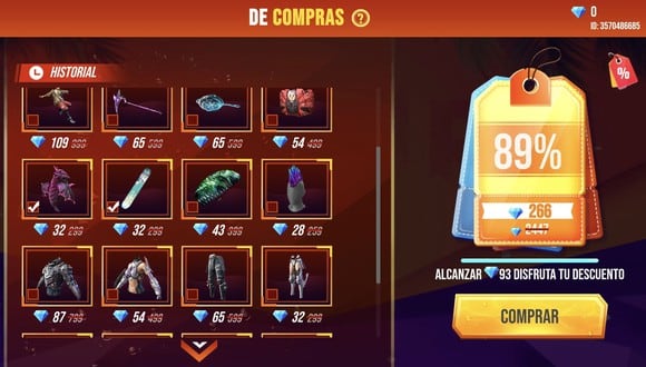 Free Fire: consigue casi el 90% en descuento en diamantes con “De compras”