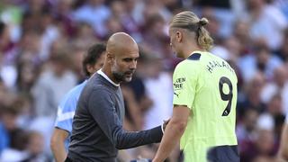 Pep Guardiola elogió a Haaland tras el doblete con Manchester City y lo comparó con Messi 