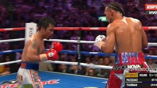 ¡Lo dieron todo! Así fue el último round entre Manny Pacquiao y Keith Thurman en Las Vegas [VIDEO]