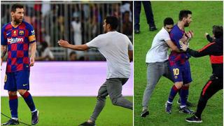 Casi lo secuestran: el tenso momento que vivió Messi con un espontáneo que saltó al campo en Yeda [FOTOS]