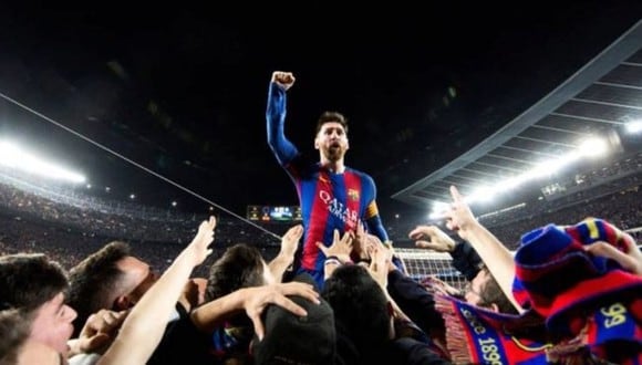 La foto de Messi tras clasificar en la Champions League 2017. (Santiago Garcés)