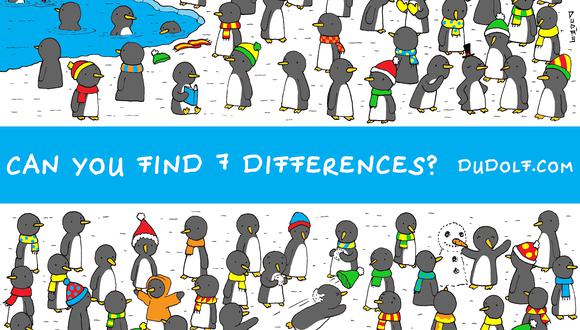 ¿Podrás ver las 7 diferencias en el reto visual de pingüinos? El plazo máximo es de 15 segundos. (Dudolf.com)