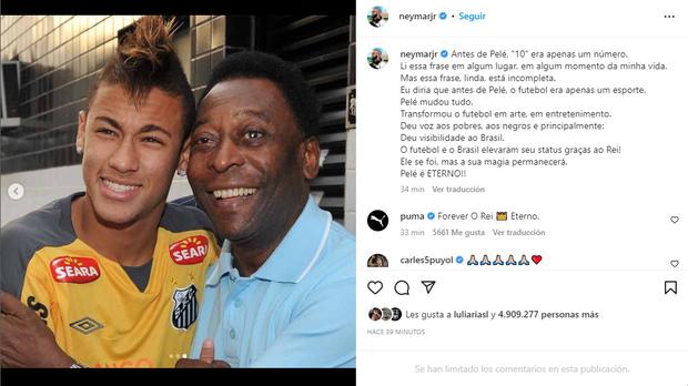 Neymar y Pelé tuvieron un vínculo muy especial. (Imagen: Captura de Instagram)