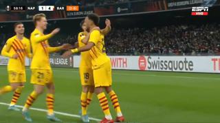 La jugada previa es una obra de arte: golazo de Aubameyang para el 4-1 de Barcelona vs. Napoli