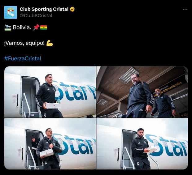 Sporting Cristal publicó su llegada a Bolivia, para el debut en Copa Libertadores. (Foto: Twitter)