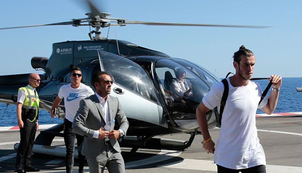 La llegada de Bale y Griezmann en helicóptero a la ceremonia de la Champions. (Foto: Getty Images / Champions League)