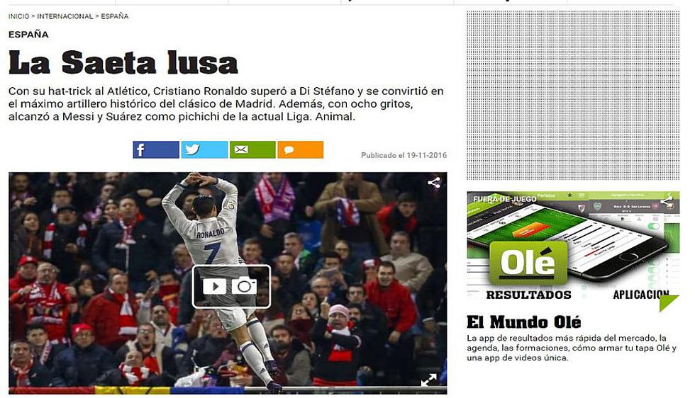 Estas fueron las portadas de los diarios internacionales tras lo hecho por Cristiano Ronaldo. (Olé)