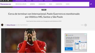 En boca de todos: reacción de los medios brasileños sobre pedido de Guerrero al Inter [FOTOS]