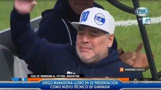 Diego Maradona se emociona en presentación como técnico de Gimnasia