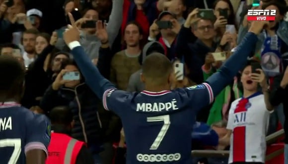 Kylian Mbappé marcó el 2-1 del PSG vs. Marsella por la fecha 32 de la Ligue 1. (Foto: captura de pantalla - ESPN)
