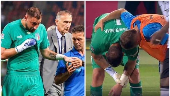 Gianluigi Donnarumma sufrió lesión en la mano durante el Italia vs. Alemania. (Foto: Captura/Composición)