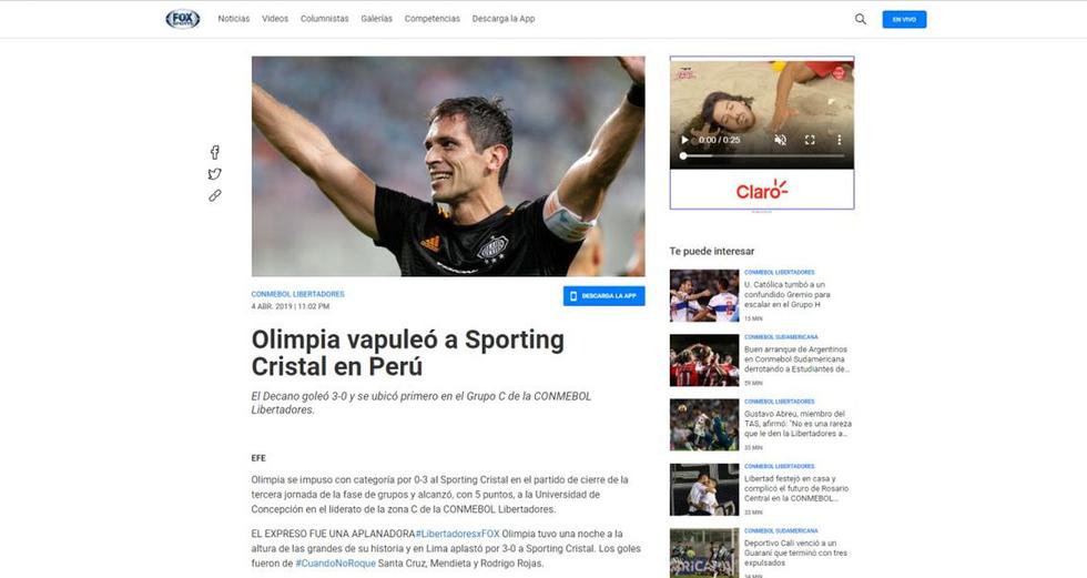 La reacción de la prensa internacional tras la derrota rimense por la Copa Libertadores. (Fotos: Internet)