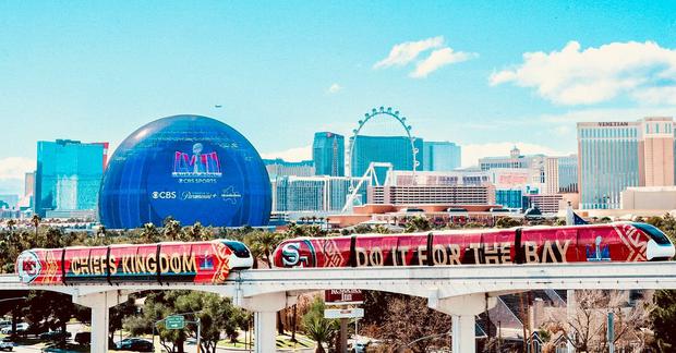 Landscape of Las Vegas welcoming the Super Bowl LVII. | Photo by @lvsuperbowlhc / Instagram