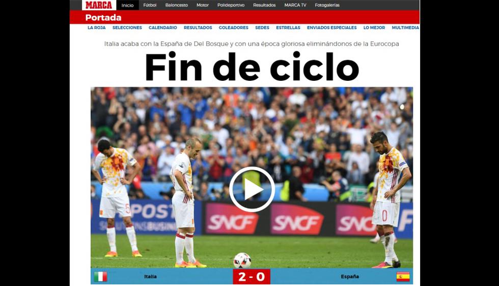 Las reacciones en los medios españoles tras la eliminación de la Eurocopa en octavos de final (Internet).