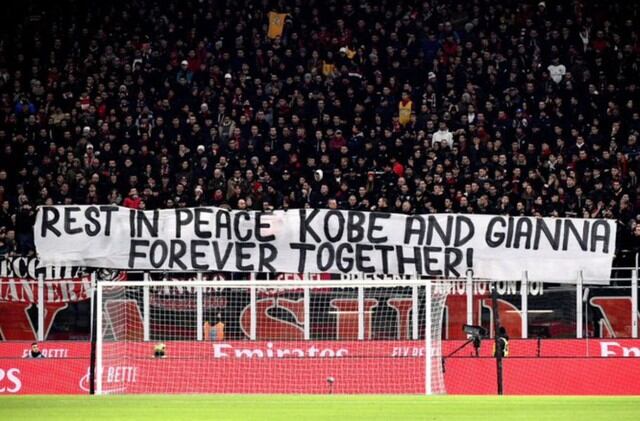 AC Milan le rindió un emotivo homenaje a Kobe Bryant durante el partido contra Torino por la Copa Italia. (Foto: Twitter)