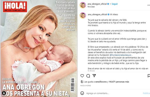 Ana Obregón confirma que la bebé nacida por gestación subrogada es hija de Aless Lequio (Foto: Ana Obregón/ Instagram)
