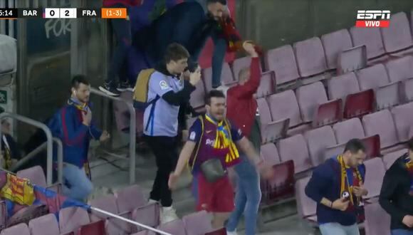 Hinchas del Barcelona y su molestia por la gran afluencia de alemanes en el Camp Nou. (Foto: captura de pantalla - ESPN)
