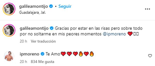 La respuesta del español Isaac Moreno a la publicación de su pareja (Foto: Galilea Montijo / Instagram)