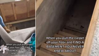 Joven levanta una alfombra en su casa y descubre un sótano secreto