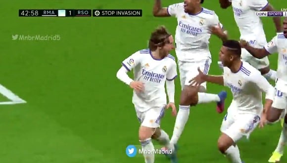 Modric y Camavinga pusieron el 2-1 de Real Madrid vs. Real Sociedad por LaLiga Santander. (Foto: beIN Sports)