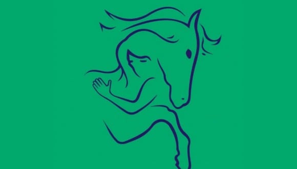 En esta imagen, cuyo fondo es de color verde, se aprecia el dibujo de un caballo y el de una mujer. (Foto: MDZ Online)