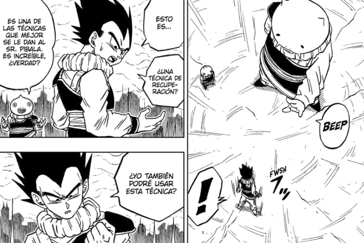 El Maestro Pibala utiliza una técnica de curación instantánea en Vegeta (Foto: Shueisha)