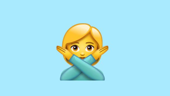 ¿Alguna vez te has preguntado qué significa la persona con los brazos en "X" en WhatsApp? Te lo explicamos. (Foto: Emojipedia)