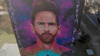 Dedican mural gigante a Lionel Messi en su Rosario natal